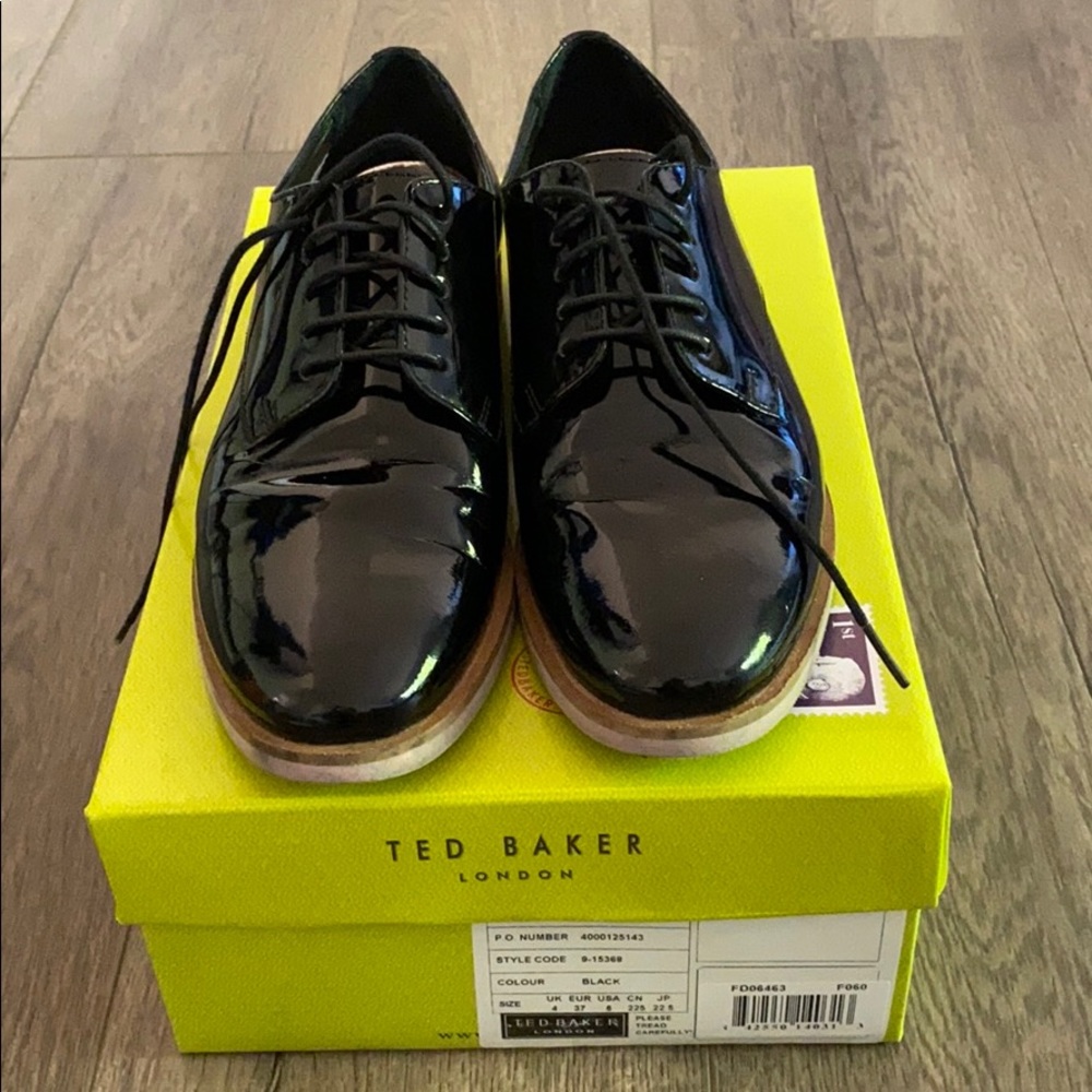 Ted Baker black patent loafers